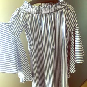 Blue striped spring/summer dress